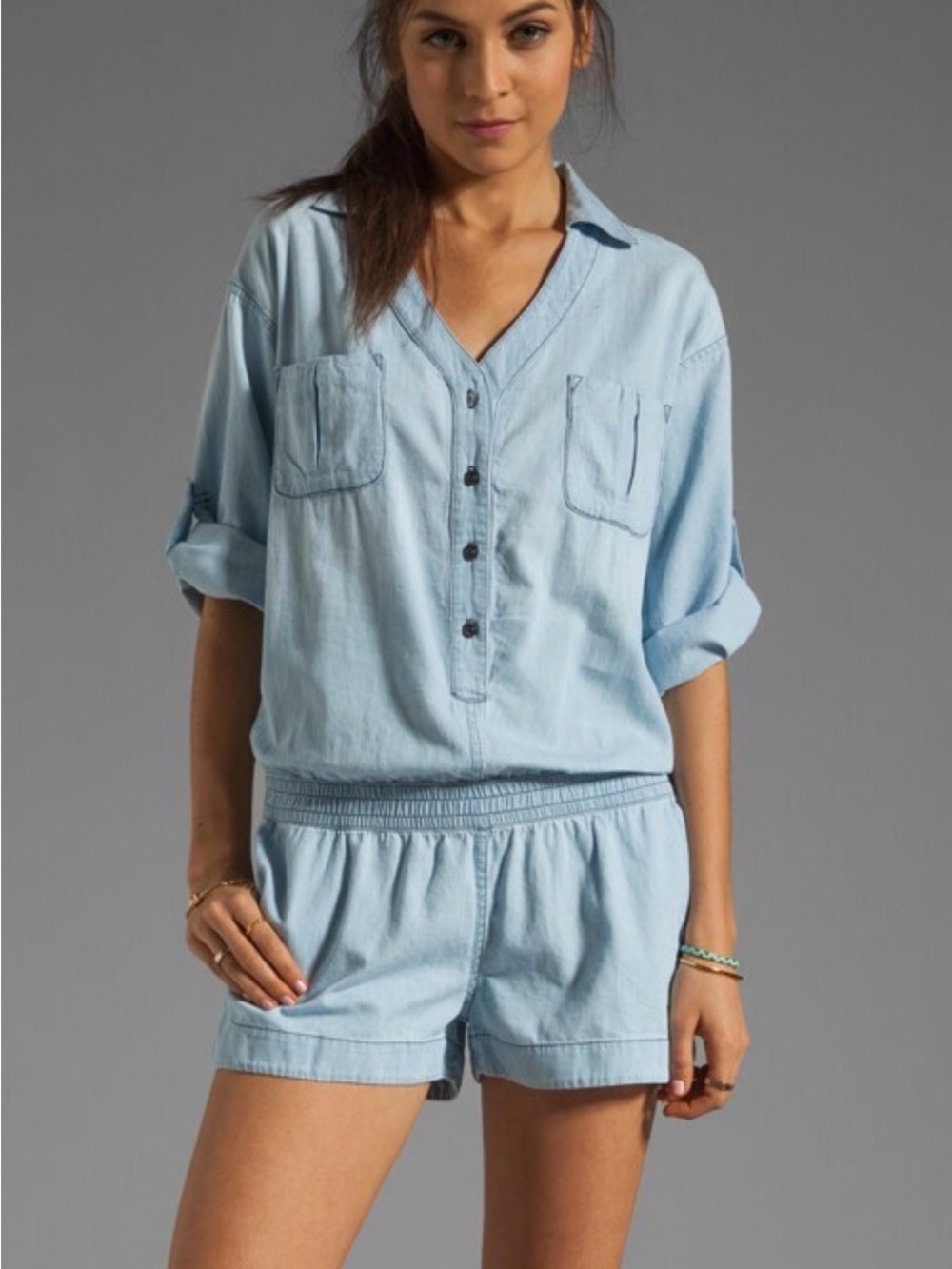 Ag Adriano Goldschmied Chambray Romper in cove